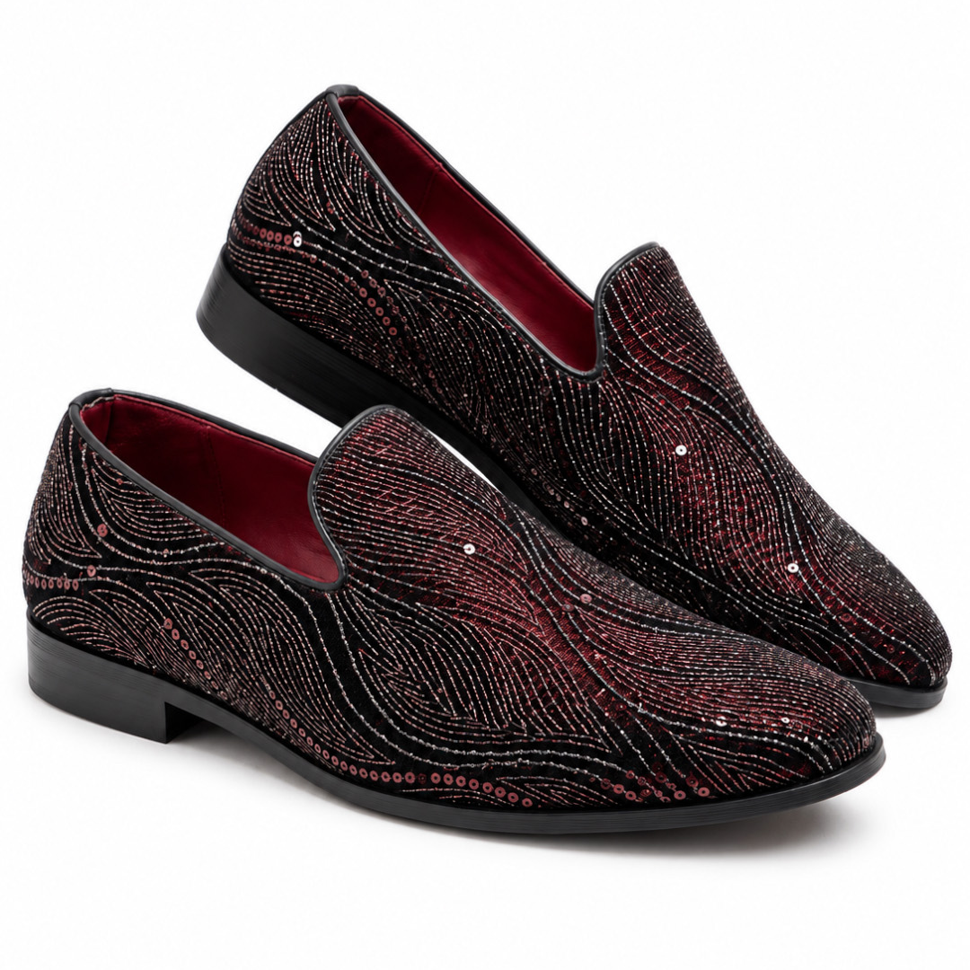 Maroon Sequin Embroidered Slip-on -006