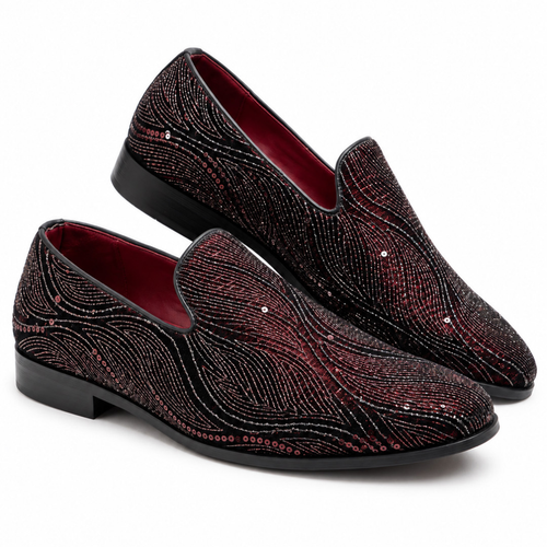Maroon Sequin Embroidered Slip-on -006
