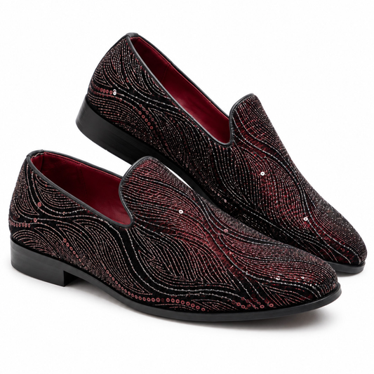 Maroon Sequin Embroidered Slip-on -006