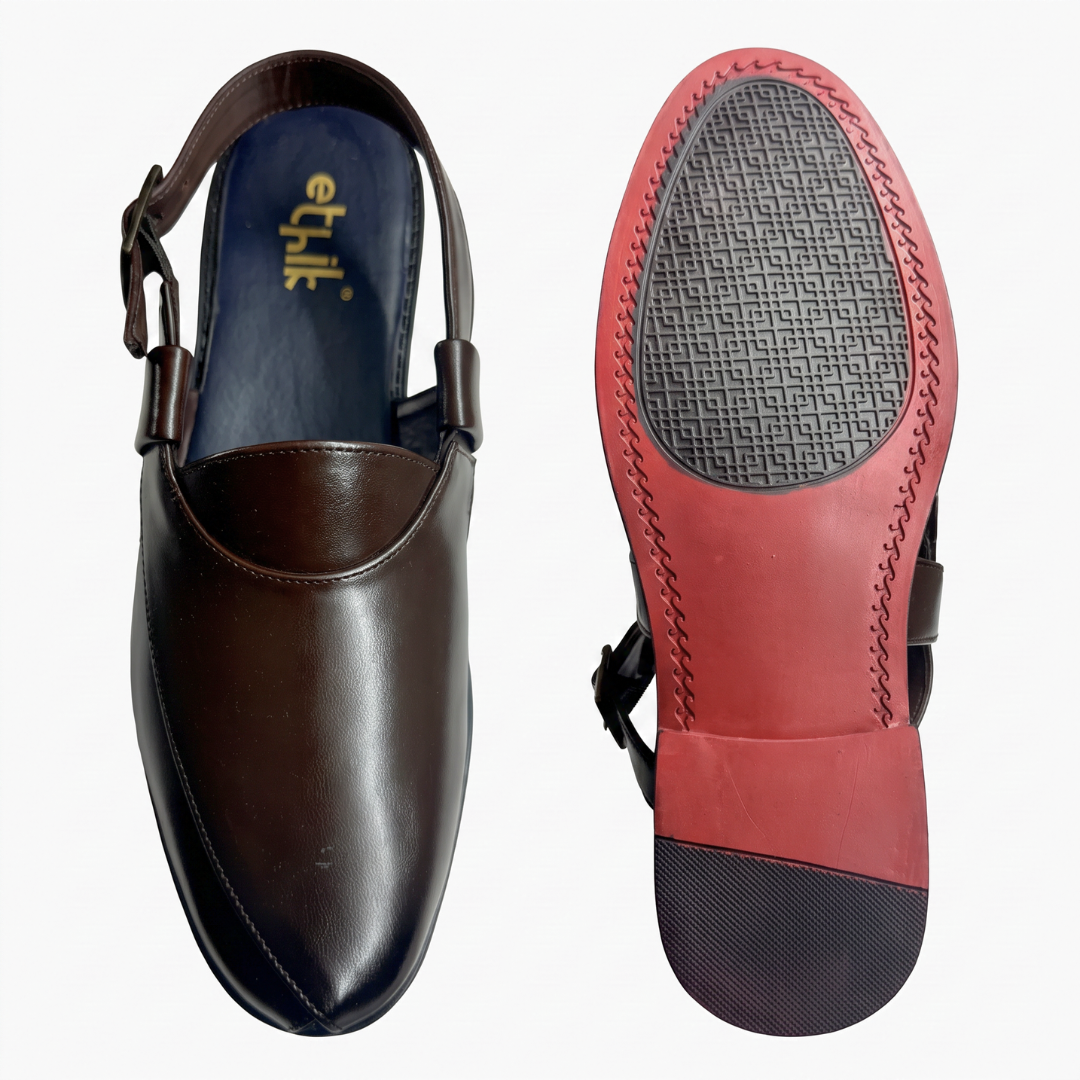 Ethik Utsav Brown Peshawari Sandal for Men