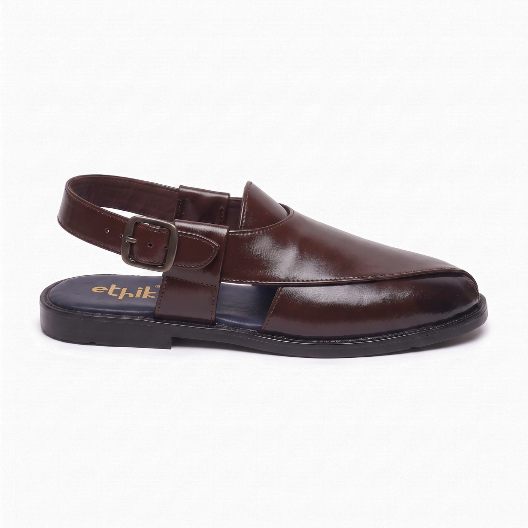 Ethik Utsav Brown Peshawari Sandal for Men