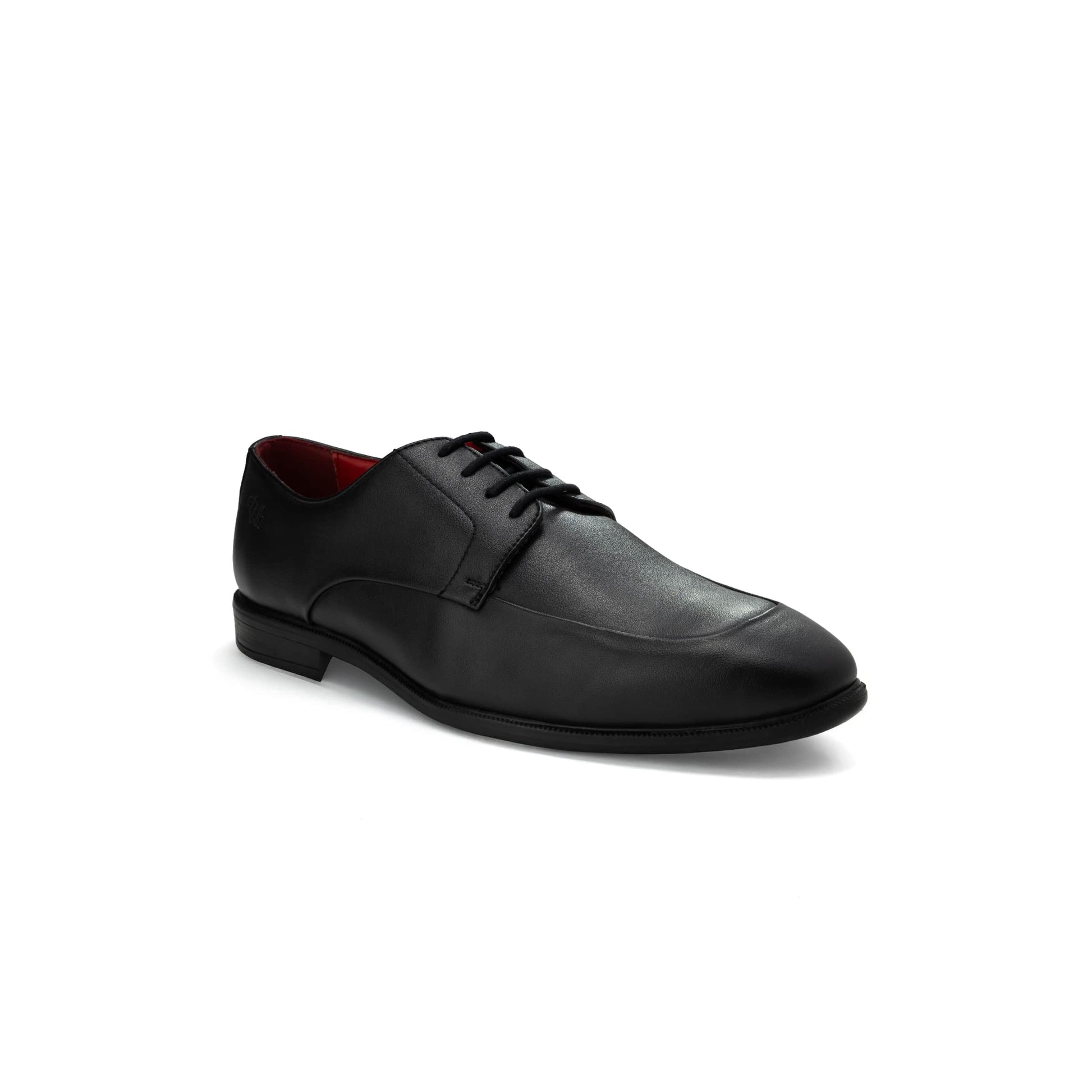Black dress shoe on a white background