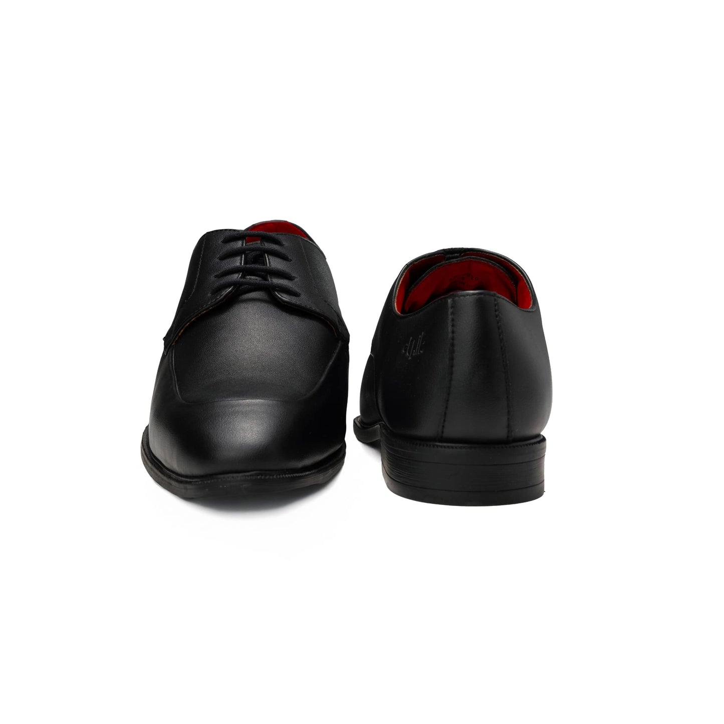 Black dress shoes shown from multiple angles on a white background