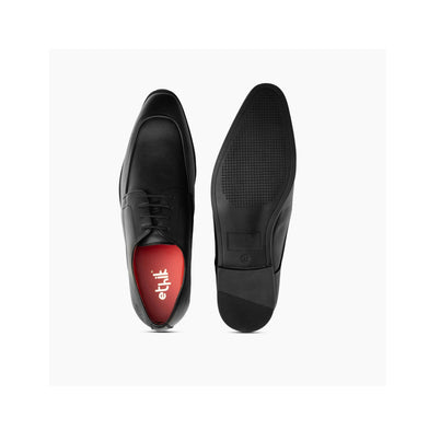 Black dress shoes shown from multiple angles on a white background
