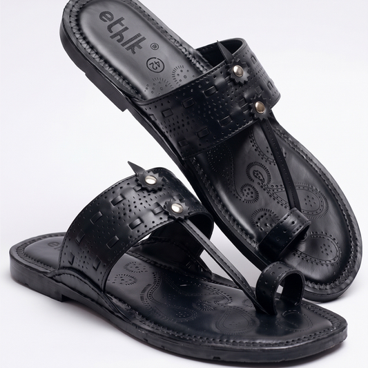 Raajtilak Black Kolhapuri Chappal