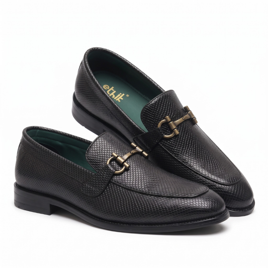 Stunner Textured Black Loafers