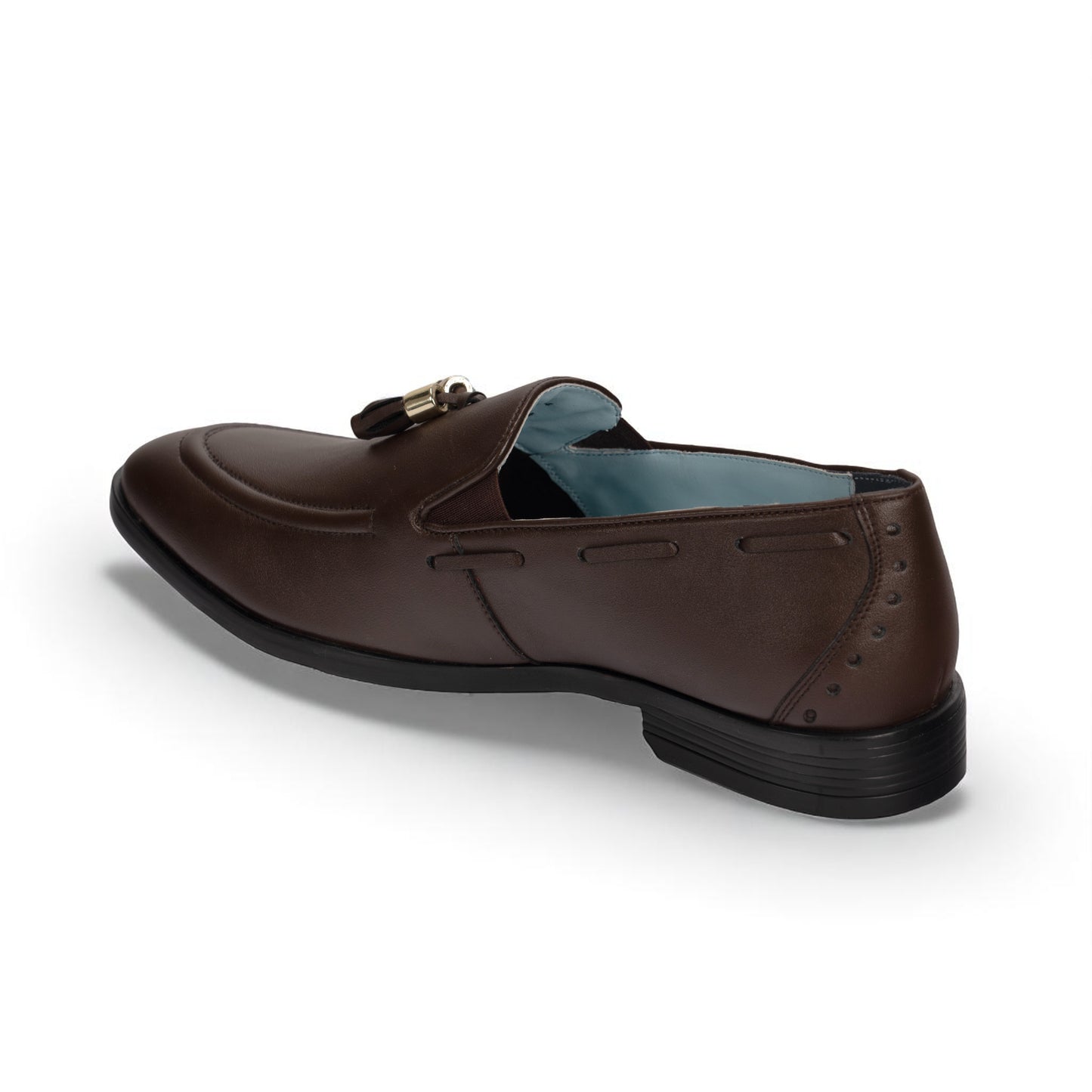 Brown leather loafer shoe on a white background