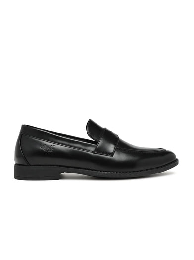 Black loafer shoe on a white background