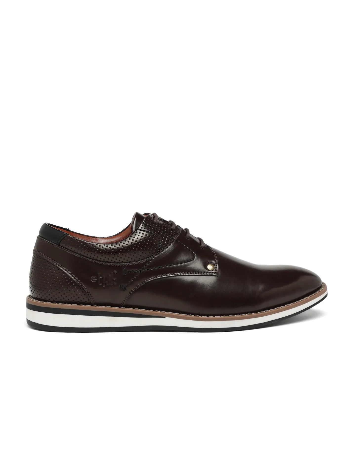 Brown leather shoe on a white background