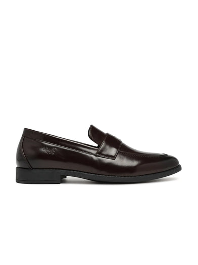 Brown leather loafer shoe on a white background