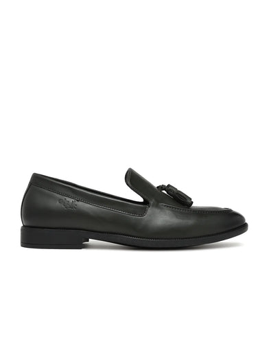 Black loafer shoe on a white background