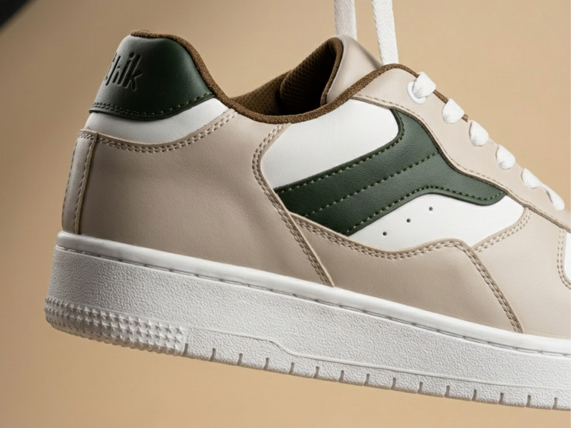 Ridge Olive And Beige Strap Sneakers