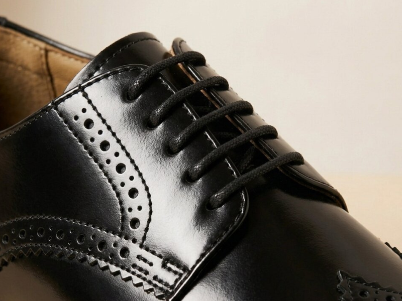 Winger Black Wingtip Brogue Derby Shoes